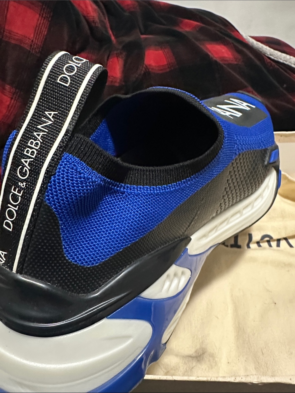 Dolce & Gabbana Blue Black White Slip-On Sneakers - Picture 8 of 10
